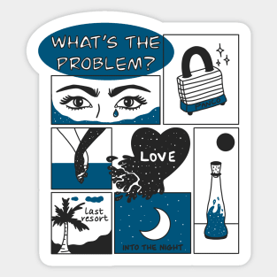 Romantic Love Comic Book Aesthetic Print Sticker